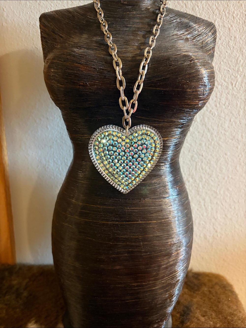 Tarina Tarantino Silver Heart Pendant Necklace with Iridescent Crystals